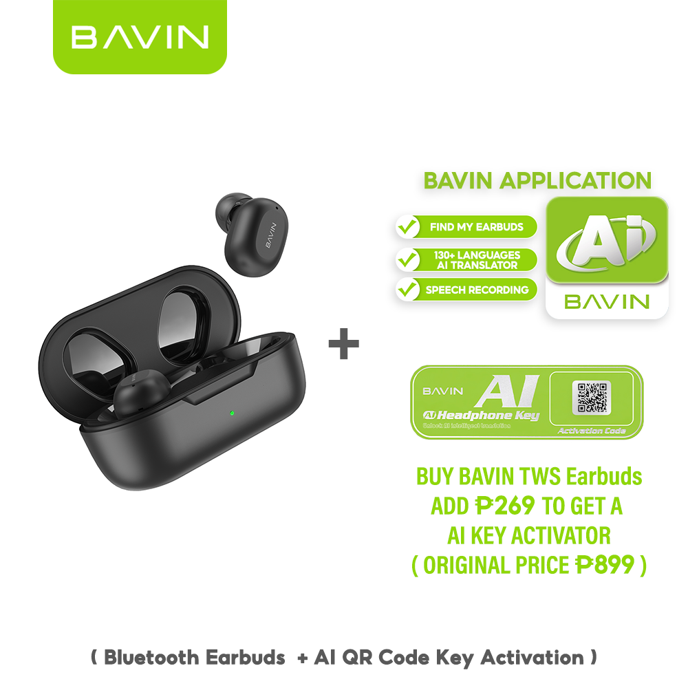 BAVIN BA98 HiFi Audio Bluetooth Wireless TWS Earbuds w/ Lightweight & Sweatproof | AI Smart QR Code
