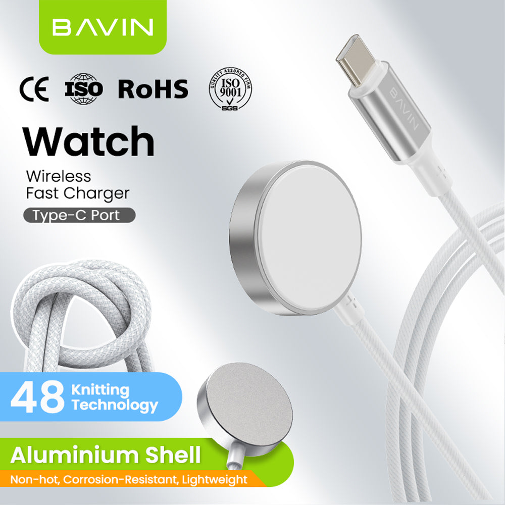 BAVIN CB337 Fast Charging iWatch Wireless Magnetic Charger Braided Rope Type-C for iPhone Watch Series