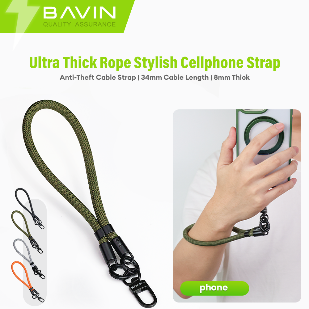 BAVIN E-BE14 Ultra Thick Phone Lanyard Wrist Strap w/Safety Clip for P