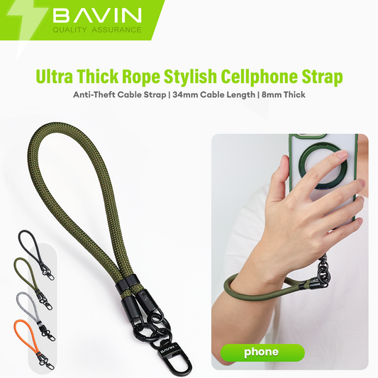 BAVIN E-BE14 Ultra Thick Phone Lanyard Wrist Strap w/Safety Clip for Phone Case