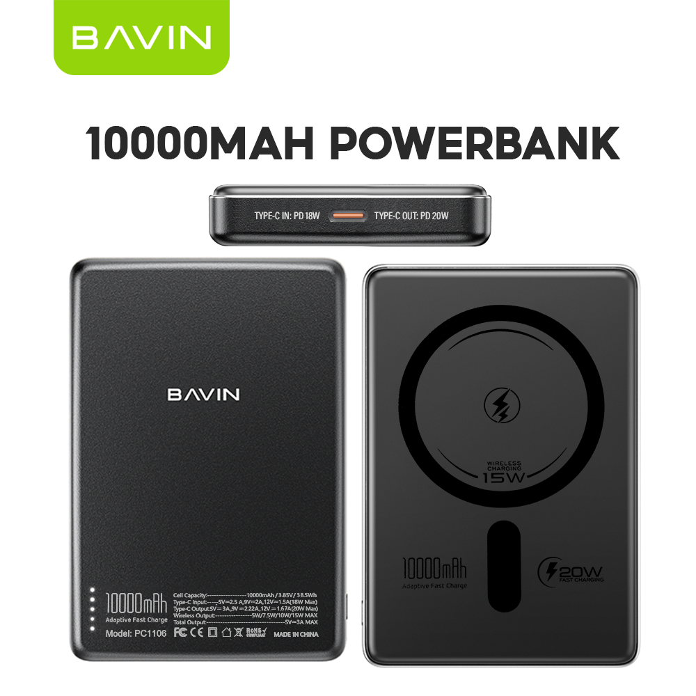 BAVIN Y-PC1106 10000mAh Ultra-Thin Magnetic Wireless Powerbank