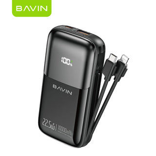 BAVIN Y-PC1099 10000mAh USB Fast Charging Mini Powerbank w/ Built-In Cable