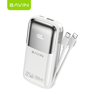 BAVIN Y-PC1099 10000mAh USB Fast Charging Mini Powerbank w/ Built-In Cable