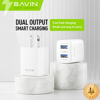 BAVIN C-PC910 2.4A USB Wall Charger w/ 1m Cable