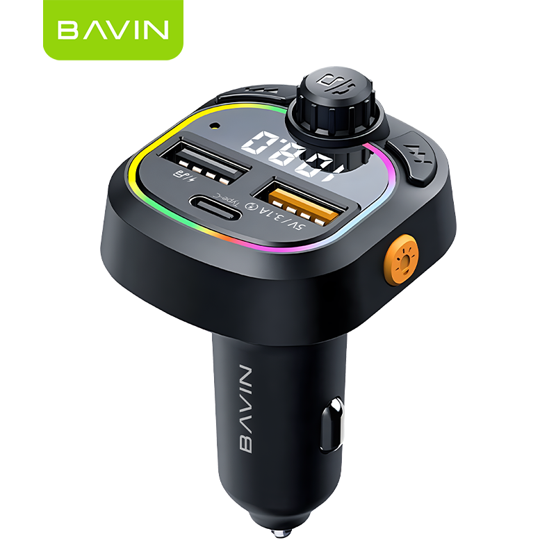 BAVIN C-C-PC2013 3-in-1 Car Charger & Bluetooth MP3 Player w/ Fast Charge & RGB Lighting