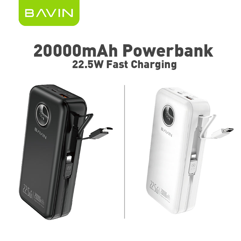 BAVIN Y-PC1122 10000mAh Fast Charging Powerbank w/ Retractable Cable