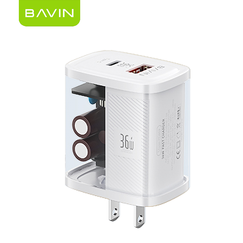 BAVIN PC869 36W Fast Charging Dual USB & PD Port with Adapter Supports Laptop Charging Compatible for iPhone 17 Series