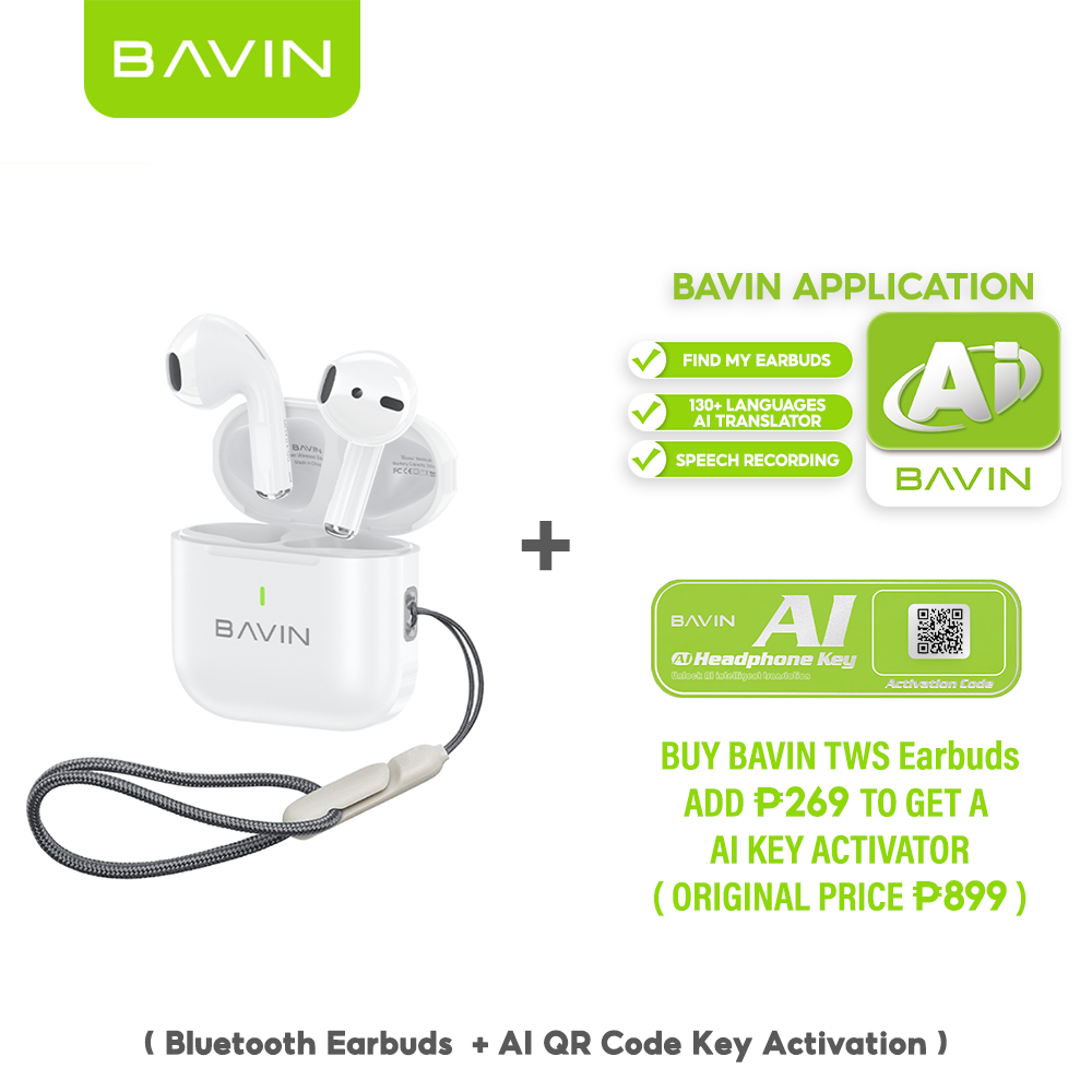BAVIN HB-BA-86 TWS Wireless Earbuds | Hi-Fi Sound | Smart Touch | Long Battery | Bluetooth Compatible + Lanyard