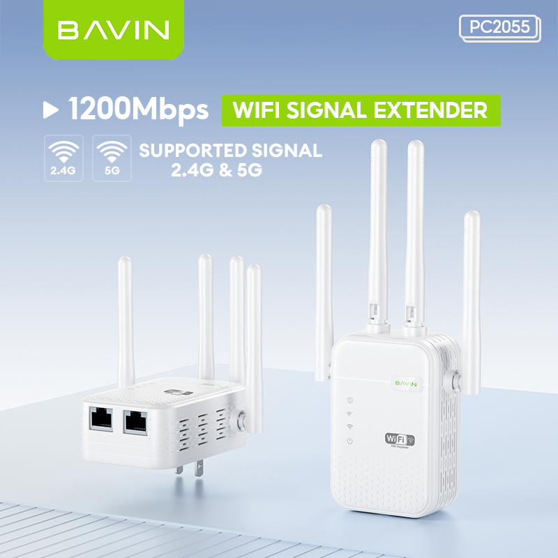 BAVIN C-PC2053 Wireless WiFi Repeater & Signal Extender (2.4G/5G, Up to 1200Mbps)