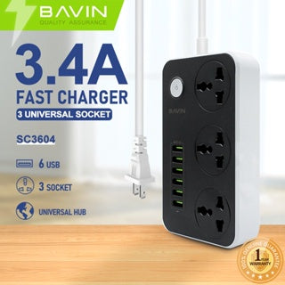 BAVIN C-S-3604 Universal Power Hub w/ 3 Outlets & 6 USB Fast Charging Ports