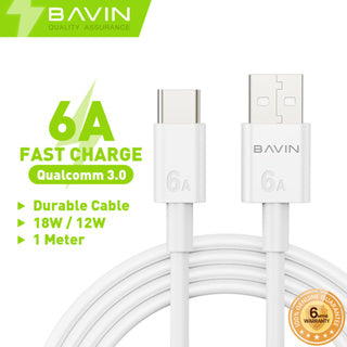 BAVIN U-CB294-XX 6A Fast Charging 18W/12W Qualcomm 3.0 USB Fast Charge Data Cable for Type-C Micro & iPh