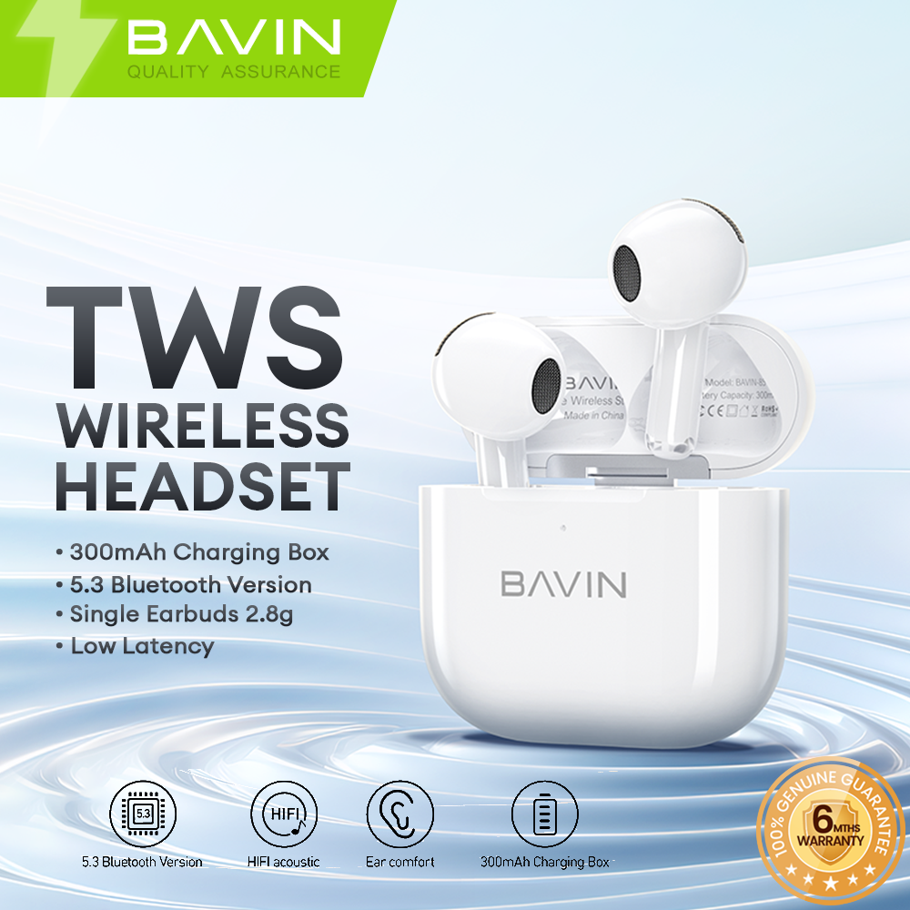 BAVIN HB-BA-85 TWS Hi-Fi Wireless Earbuds w/ Low Latency, Smart Touch,