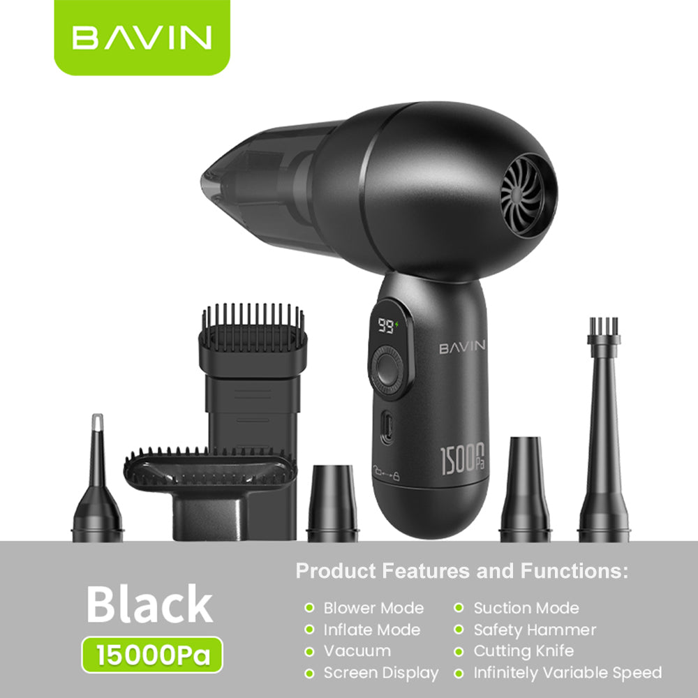 BAVIN VC02 8 in 1 Cordless Mini Vacuum Cleaner 15000Pa Handheld for Car / Home / Bed Cleaning