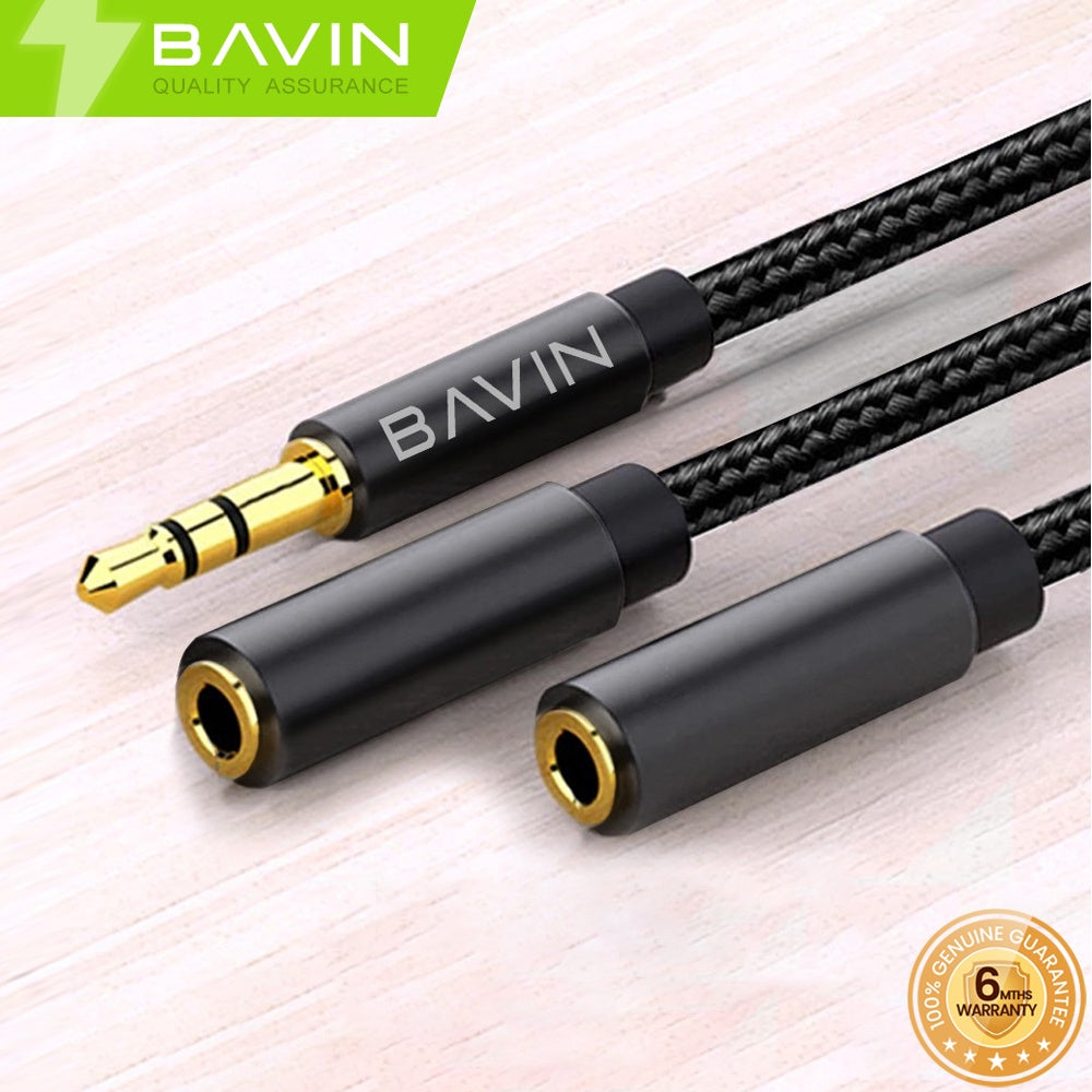 BAVIN H-3.5-AUX20 3.5mm Audio Splitter Cable 25cm w/ 1 Input & 2 Outputs