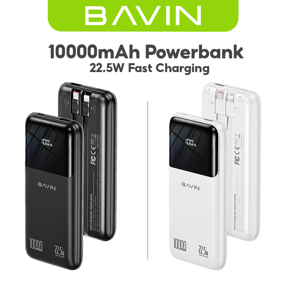 BAVIN Y-PC1171 20000mAh 22.5W Fast Charging Powerbank w/ Dual Built-in Cables & LED Digital Display
