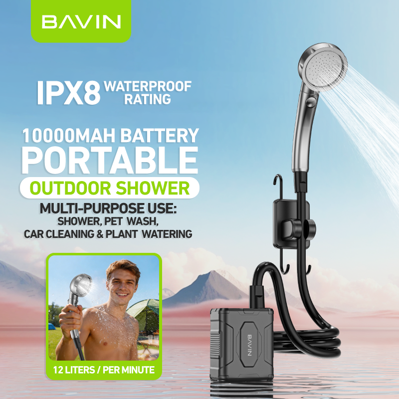 BAVIN VC05 10000mAh/VC06 4000mAh Portable Camping Electric Outdoor Shower Pump for Camping & Hiking