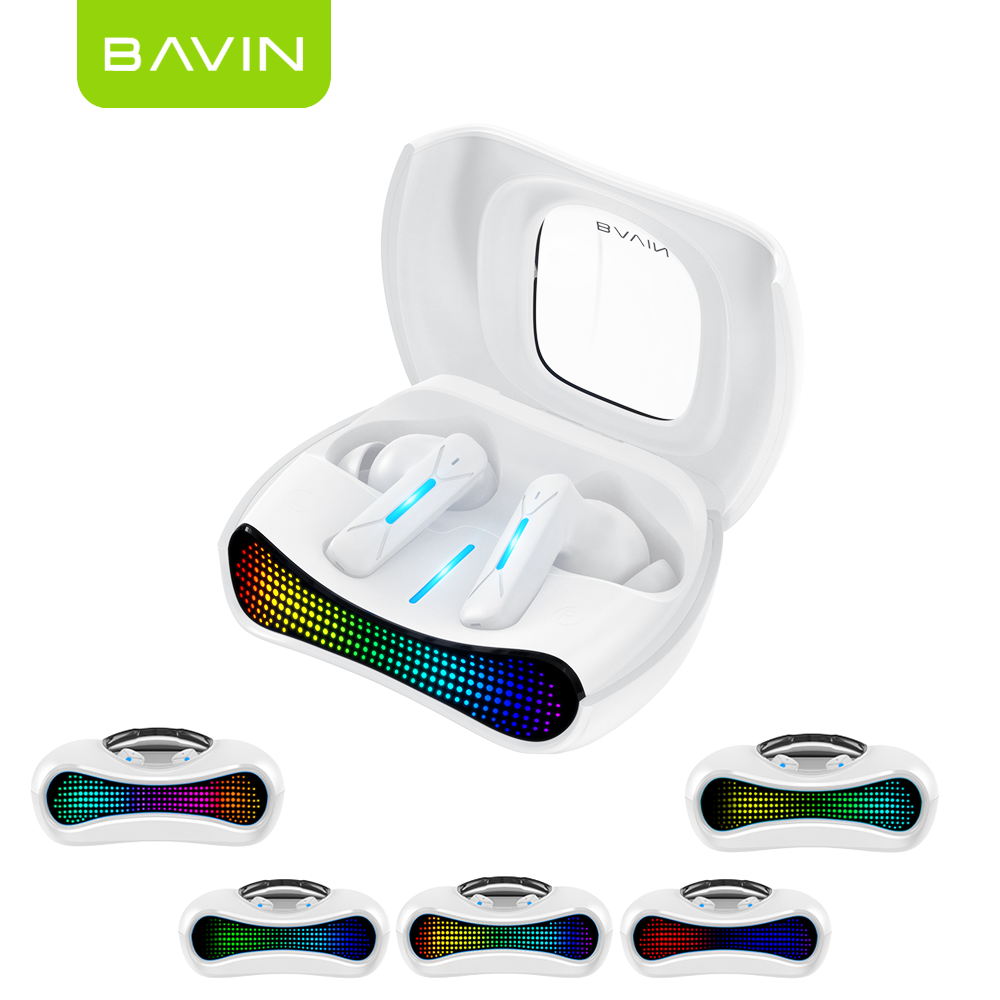 BAVIN BA95 TWS Gaming Earphones ENC w/RGB Lights Hi-Fi Stereo Sound&Touch Control | AI Smart QR Code