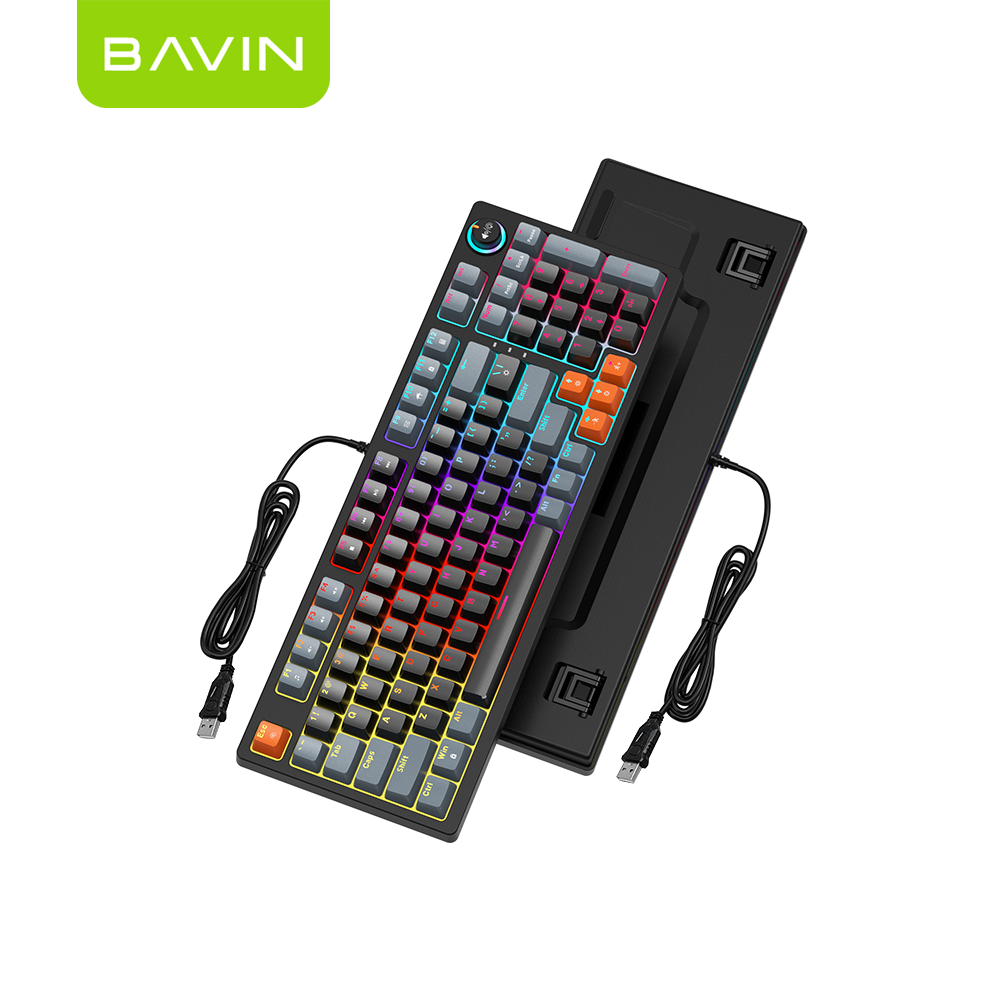 BAVIN G-K-999 RGB 96-Key Mechanical Keyboard w/ Multimedia Knob & Backlight Modes