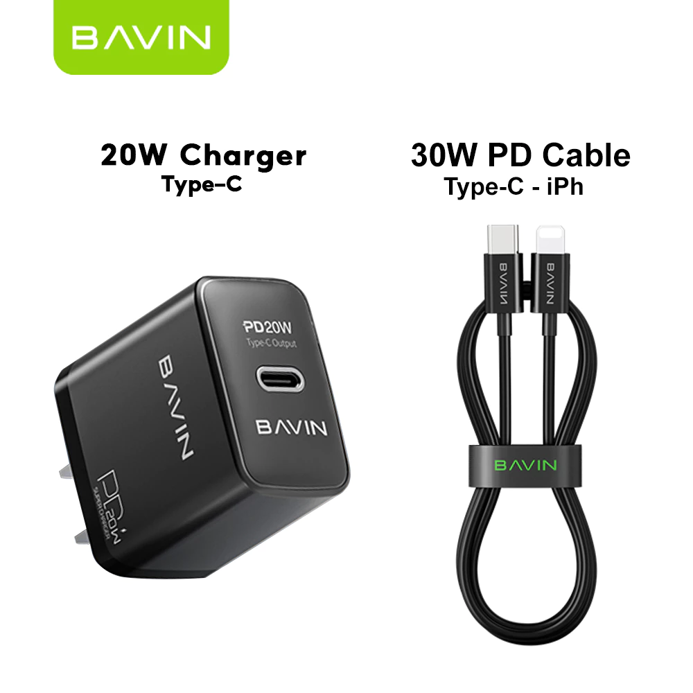 BAVIN C-PC2001-CC 20W PD Fast Charger High-Speed USB-C to Type-C Cable