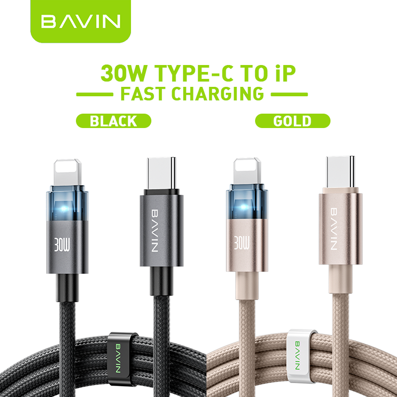 BAVIN U-CB399 60W Fast Charging & Data Cable Type-C to C / Type-C to iPh for Laptop & Smartphones (Supports 17 Series)