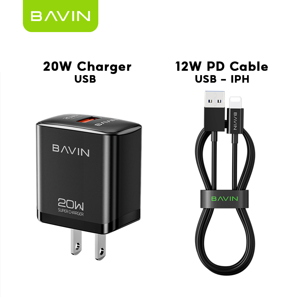 BAVIN C-PC2000-XX 20W Fast Charger w/ Quick Charge 3.0 & 2.0 Compatible for Micro / iPhone & Type-C