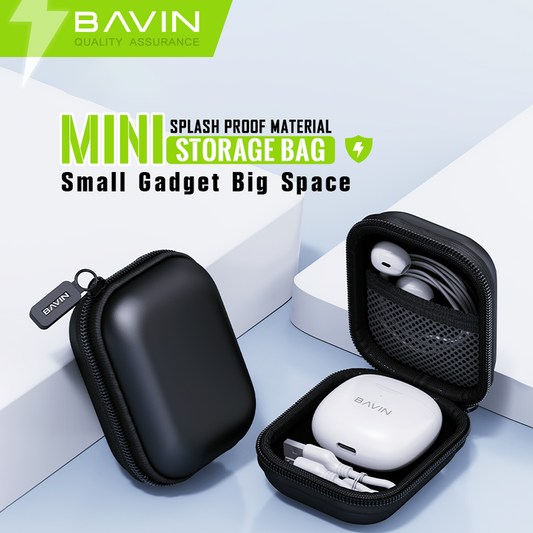 BAVIN E-BE08 Mini Storage Bag for Cables, Chargers, Earphones,& USB Accessories