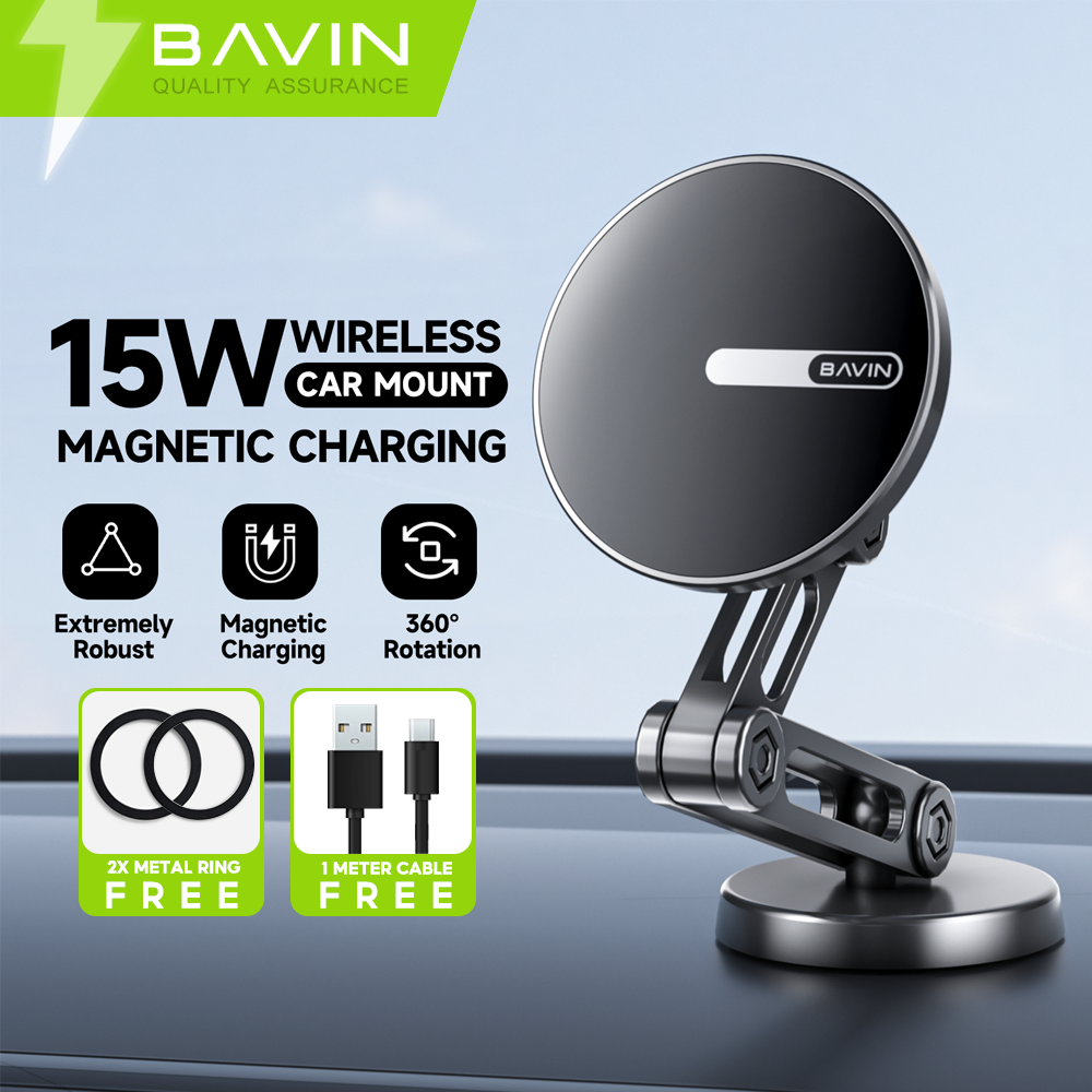 BAVIN C-W-PS66 15W Magnetic Wireless Car Charger & Foldable Phone Holder