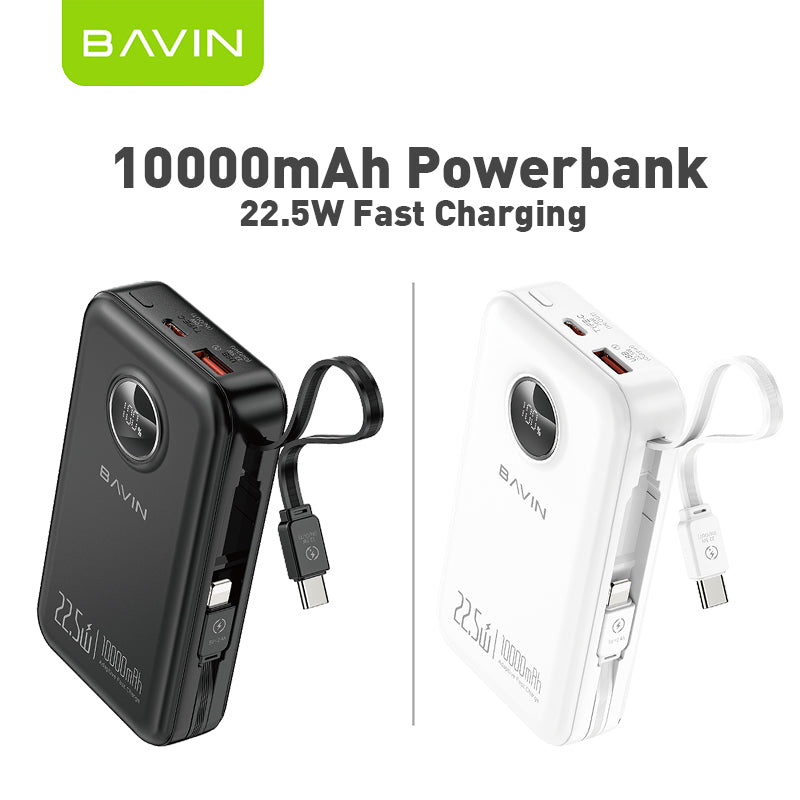 BAVIN Y-PC1122 10000mAh Fast Charging Powerbank w/ Retractable Cable