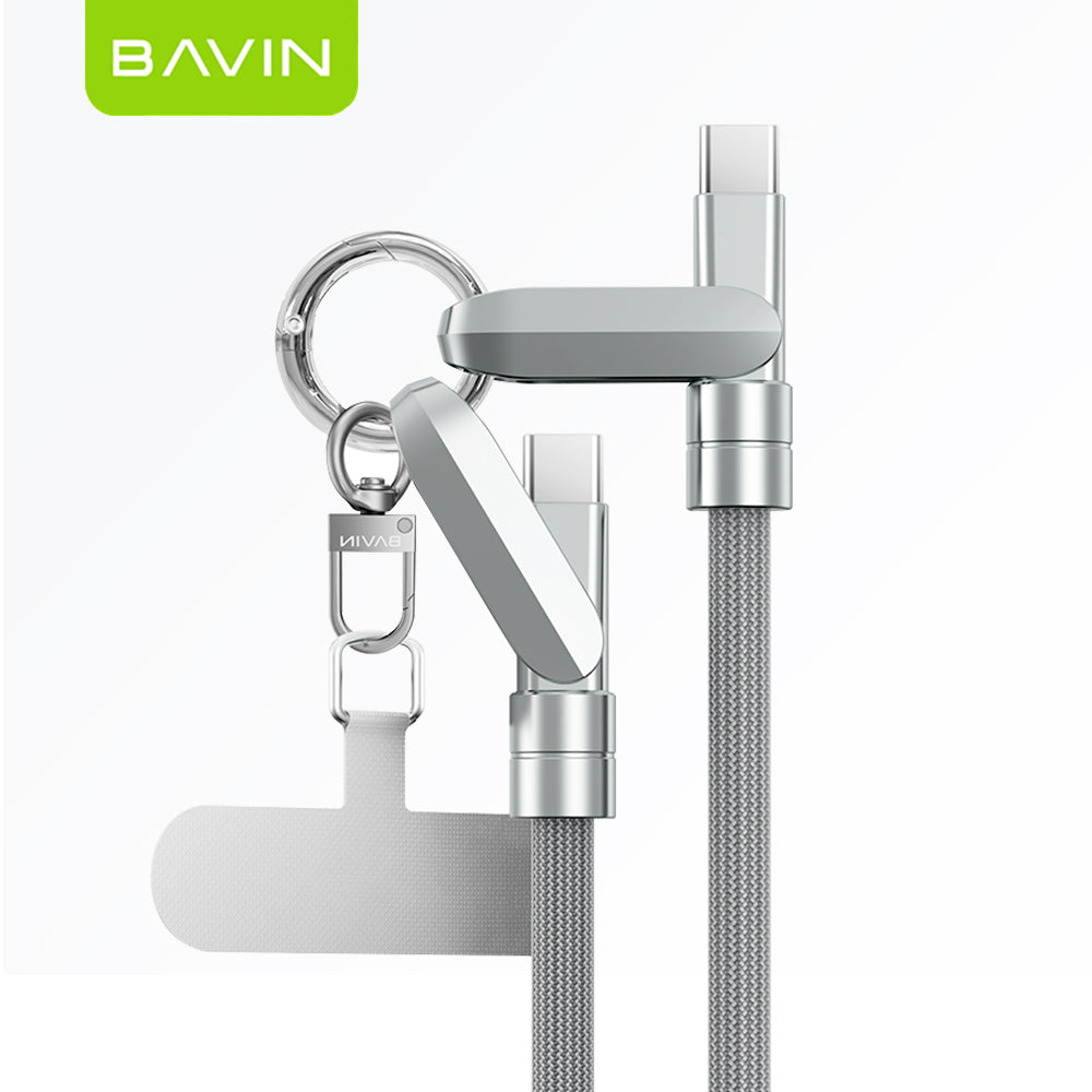 BAVIN CB391 2-in-1 Portable Braided Lanyard 120W PD Fast Charging Data Cable Compatible for Phones & Laptop