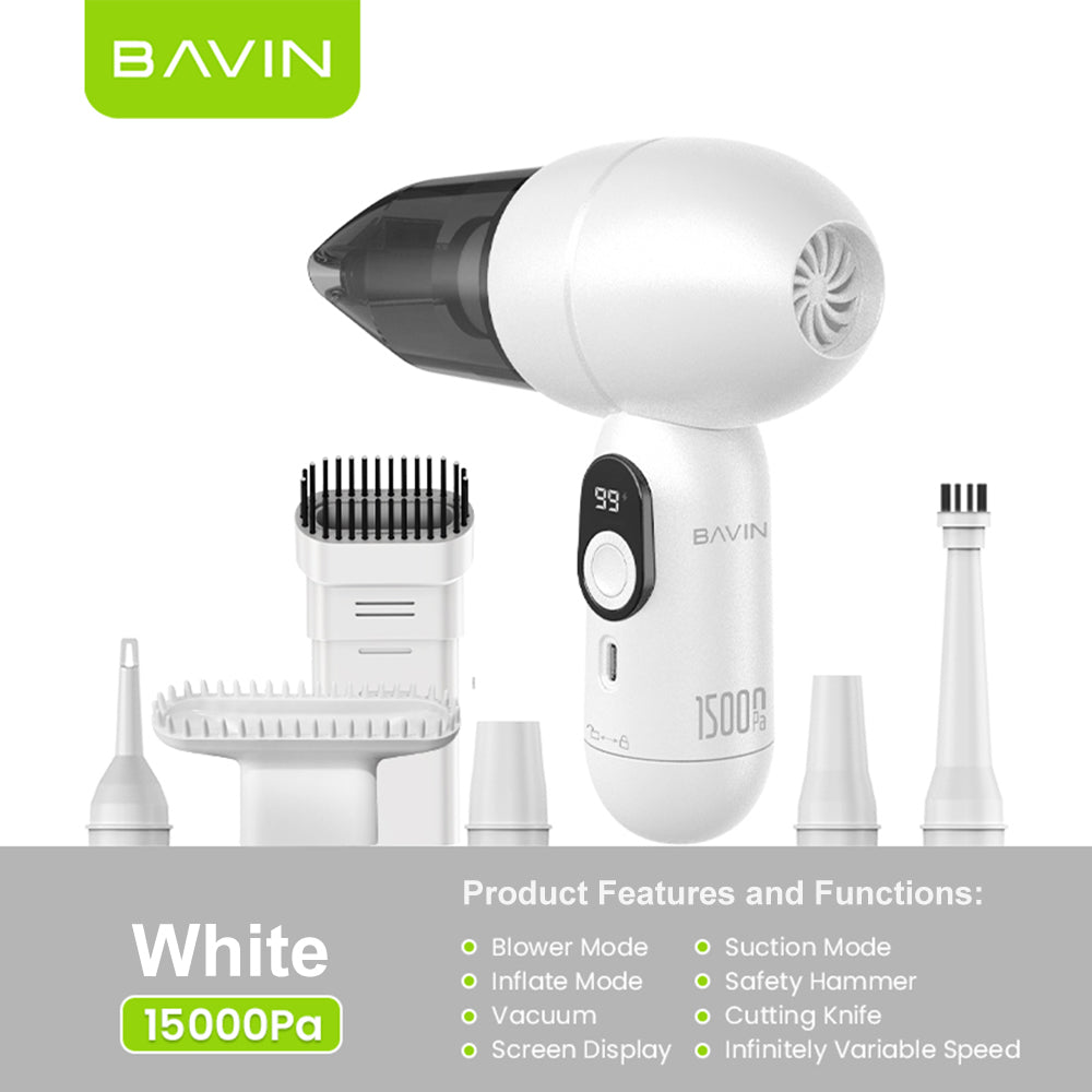 BAVIN VC02 8 in 1 Cordless Mini Vacuum Cleaner 15000Pa Handheld for Car / Home / Bed Cleaning