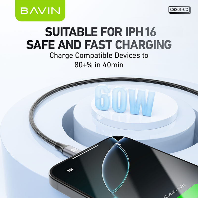 BAVIN U-CB201-XX QC3.0 Fast Charging 0.5 / 1 / 1.5 / 2MCable Nylon Braided Wire For iPh Micro & Type-C