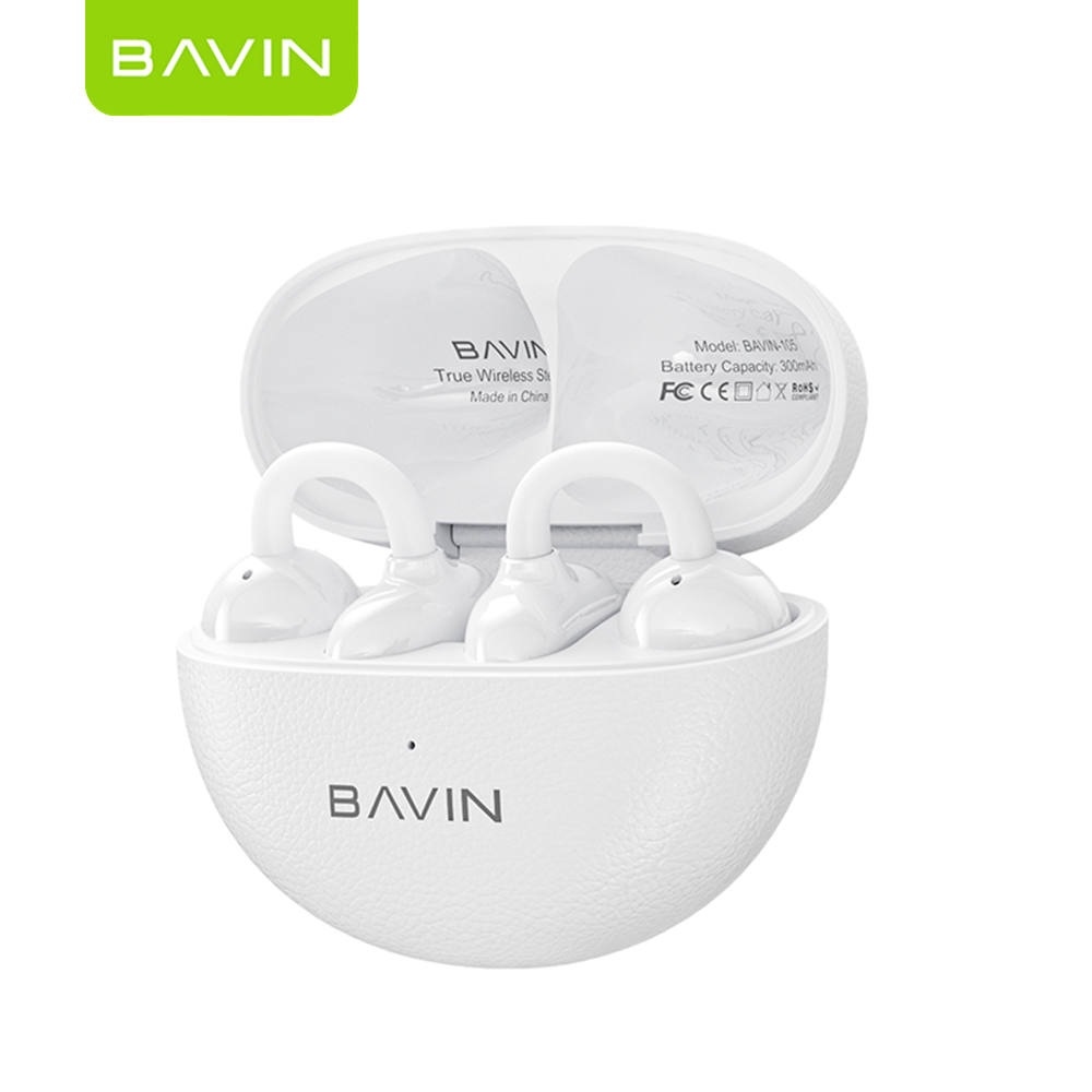 BAVIN BA105 TWS Hi-Res Audio BT 6.0 Wireless Open-Ear Clip Earphones w/ Long-Lasting Microphone