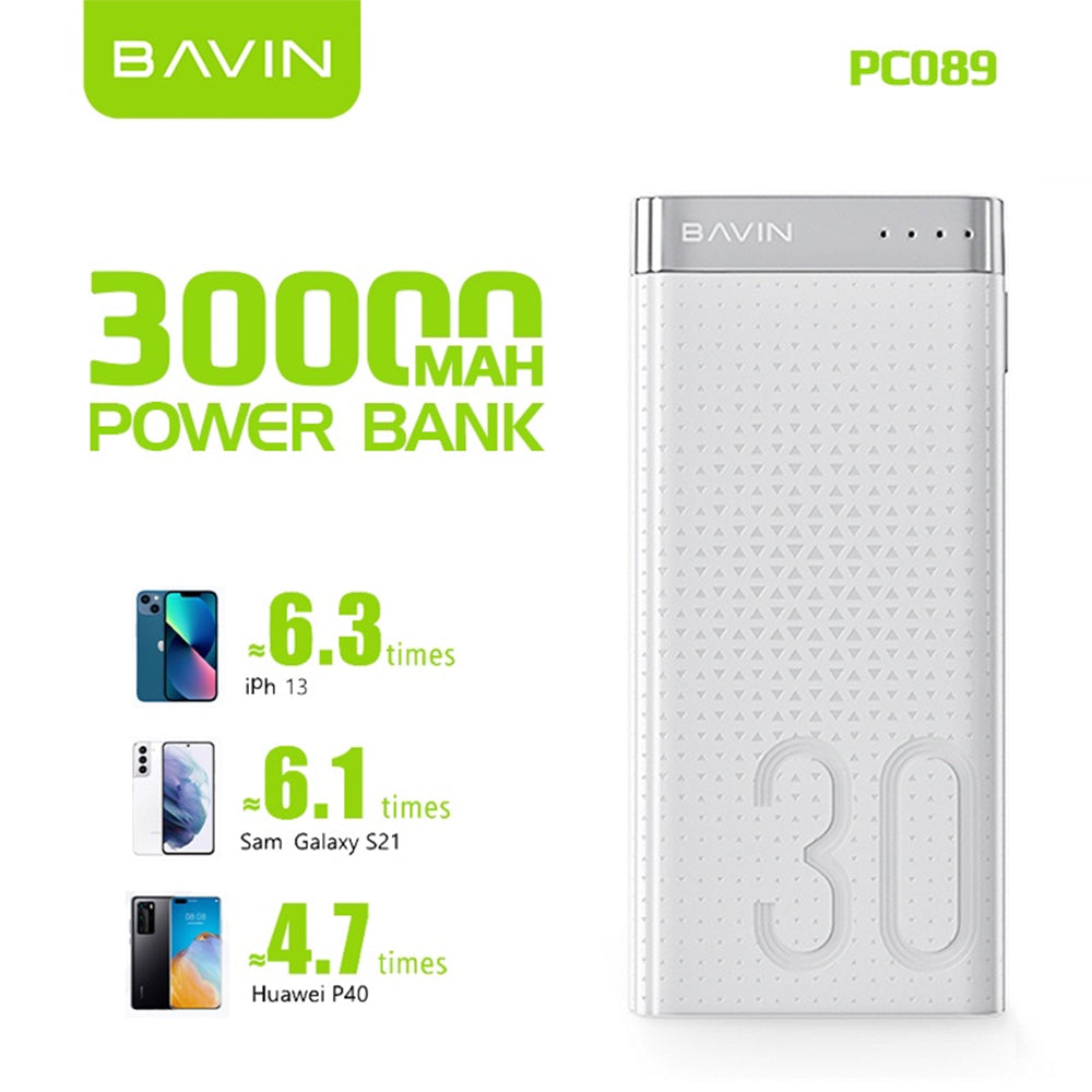 BAVIN Y-PC089 30000mAh Powerbank w/ Built-in Flashlight Dual Input & USB Output