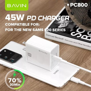 BAVIN C-PC800 45W PD Type-C Fast Charger for iPhone 16 & Laptops
