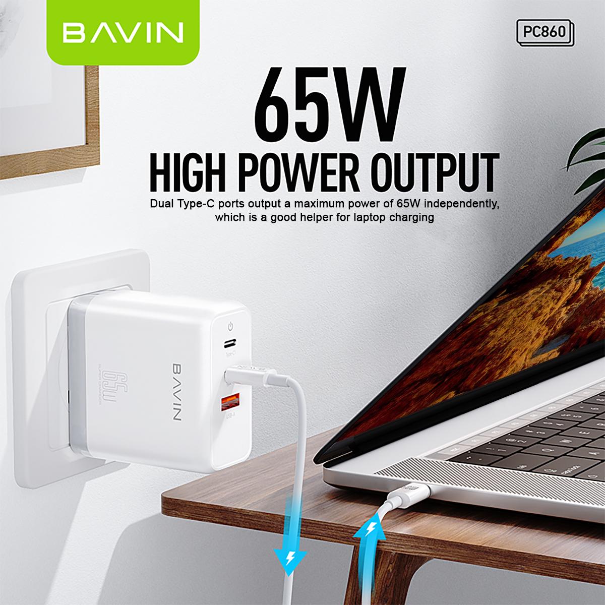 BAVIN PC860 65W GaN Multi-Port Fast Charging Adapter