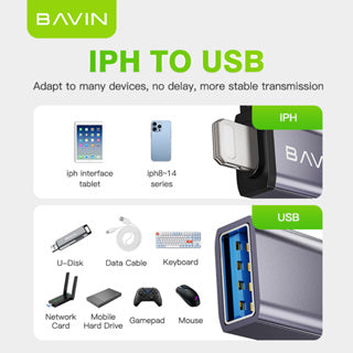 BAVIN U-O8-C OTG Adapter w/ Fast Data Transfer for iPhone 16 & Type-C Devices