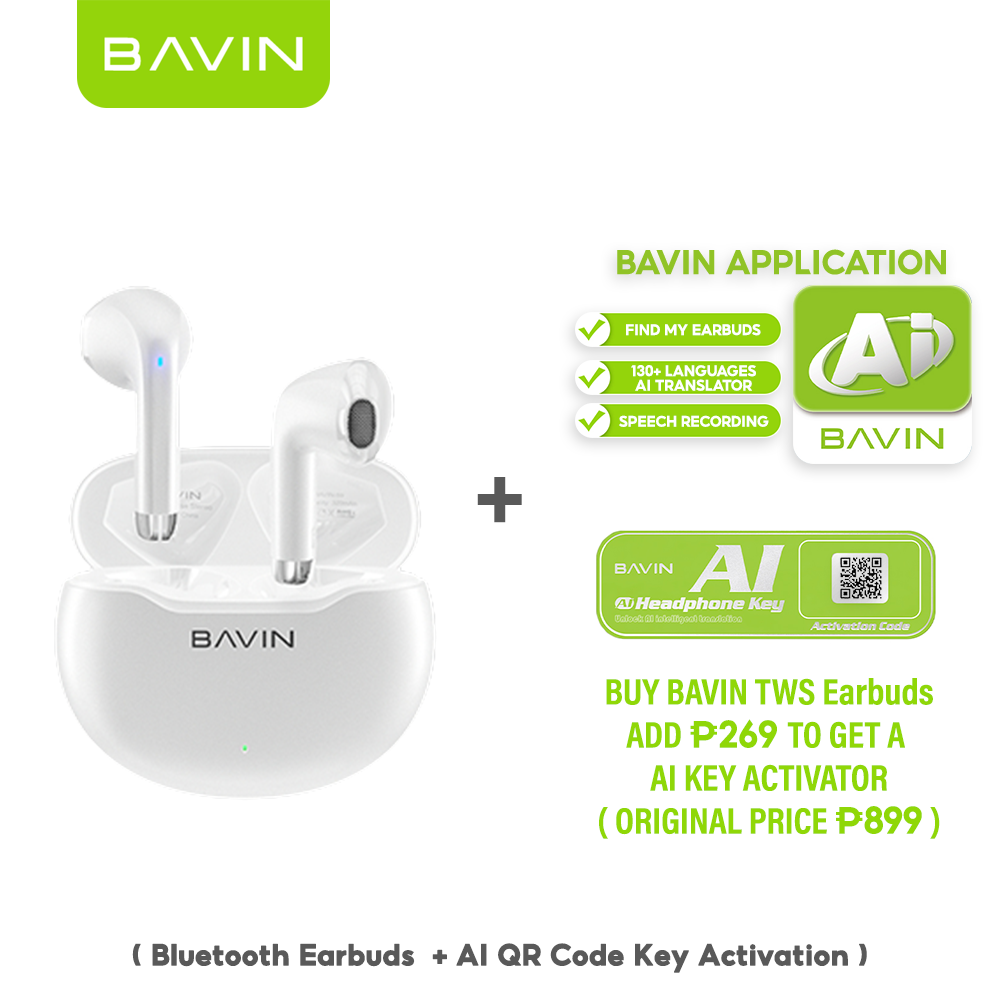 BAVIN HB-BA-59 TWS Wireless Bluetooth Earbuds w/ HiFi Stereo Sound, Long Battery, AI Assistant & Translation
