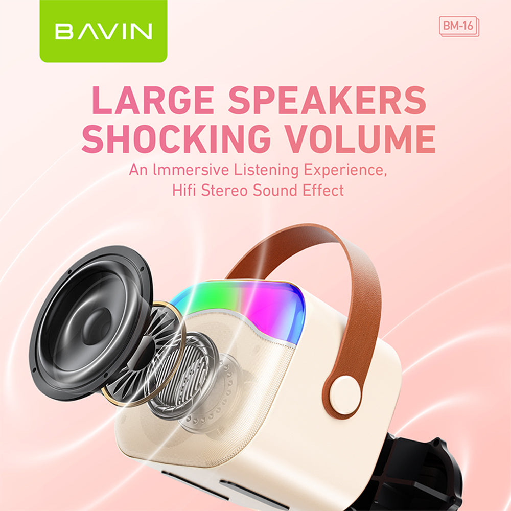 BAVIN DV-BM16 Portable Karaoke Bluetooth Wireless Speaker w/ Microphone