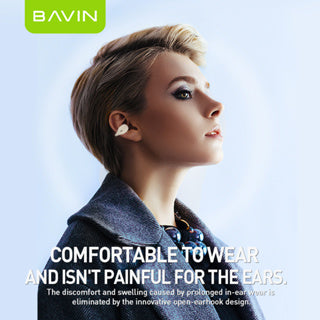 BAVIN HB-BA-63 HiFi Open-Ear TWS Bluetooth Earbuds w/ Long Battery Life & Built-In Microphone