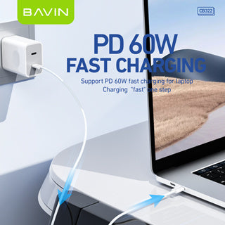 BAVIN U-CB322 60W PD Fast Charging Cable | Nylon Braided Type-C to Type-C Data Cable 1m/2m for Laptop & Mobile Phone