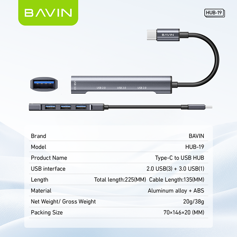 BAVIN U-H2-20 4-in-1 Multifunctional USB HUB Docking Station