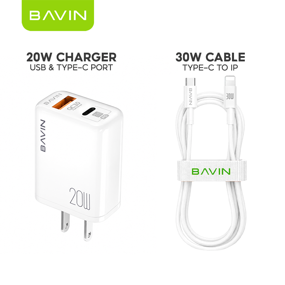 BAVIN PC351 PD Qualcomm3.0 Fast Charging Charger Dual Type-C & Usb Port for iPhone 16