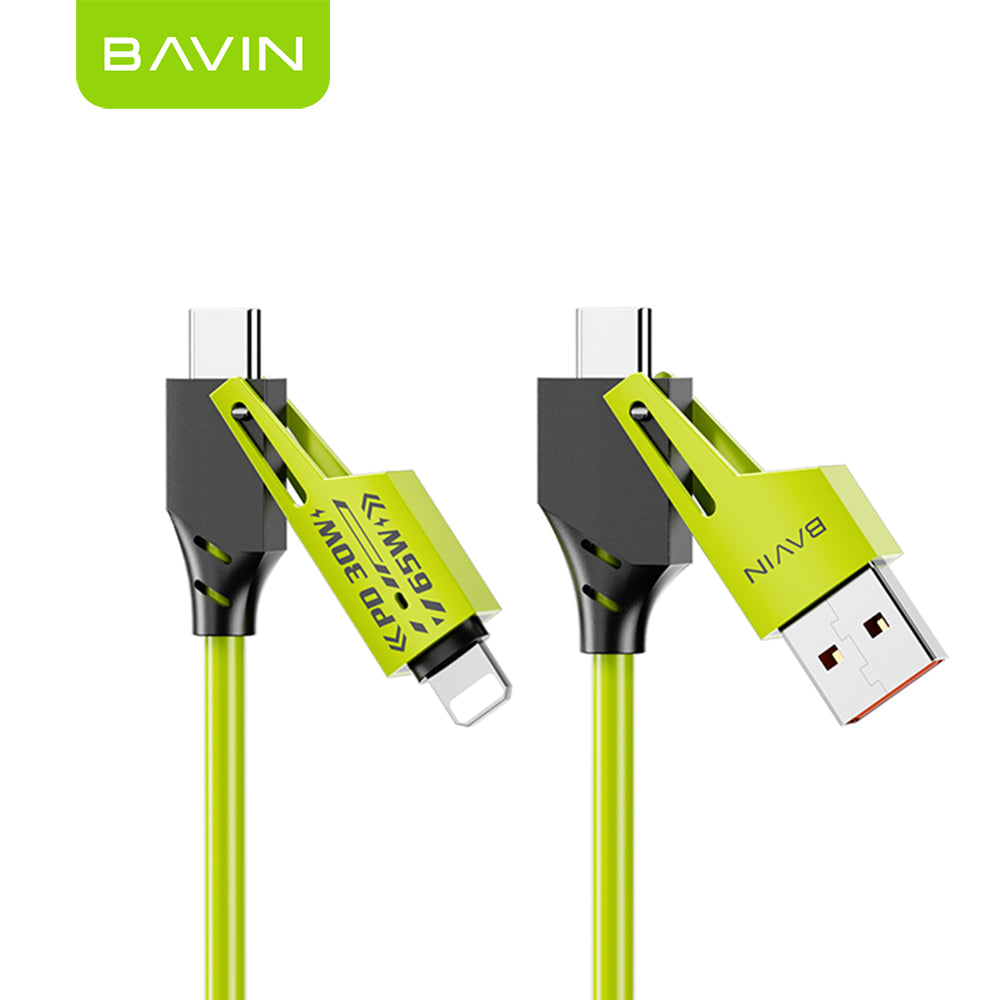 BAVIN U-CB390 4 IN 1 Fast Charging Cable PD 30W / 65W Type-C Multi-function for Supports Laptop Charging & Smartphones