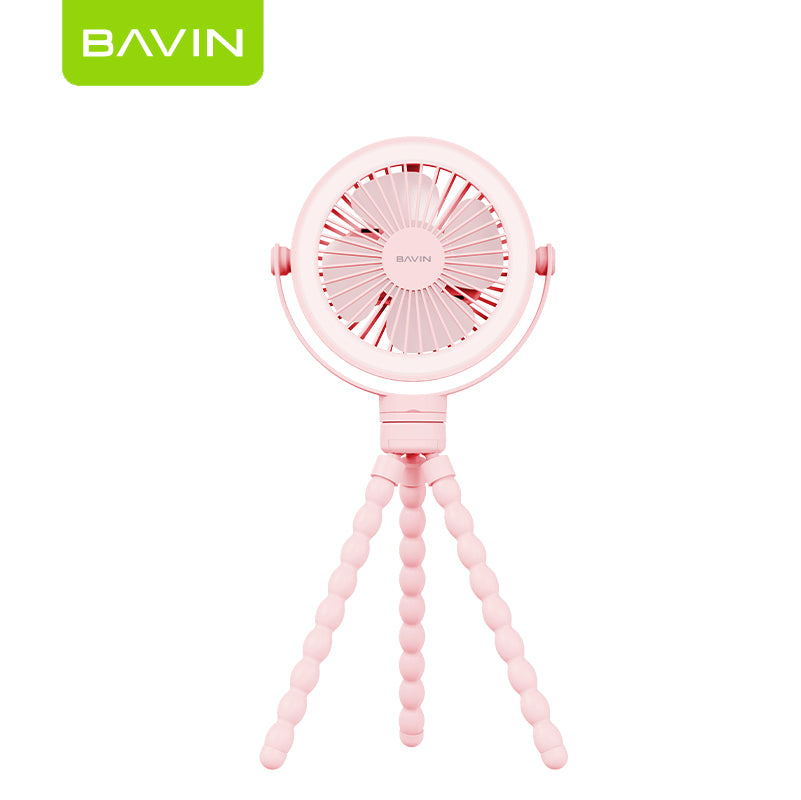 BAVIN BF012 1200mAh Portable Clip-on Stroller Octopus Fan w/ LED Light / 3-Speed Wind / 360° Rotation & Rechargeable Fan