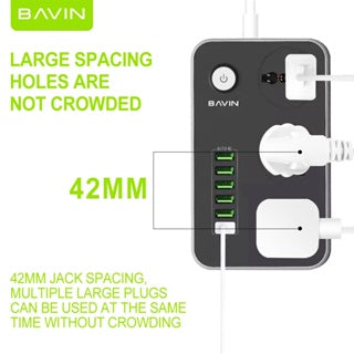BAVIN C-S-3604 Universal Power Hub w/ 3 Outlets & 6 USB Fast Charging Ports