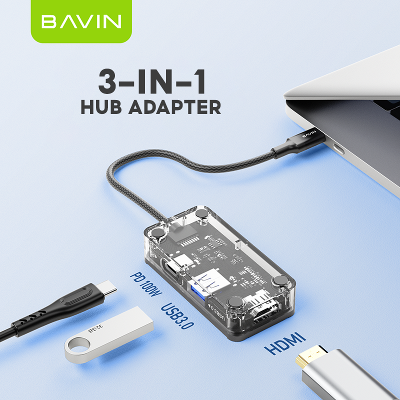 BAVIN I13 6in1 Universal HUB Adapter Support USB3.0 High-Speed Data Transmission 4K HD for PC/Laptop