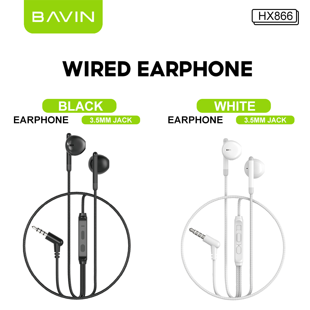 BAVIN HX866 HiFi 3.5mm & Type-C Wired Earphones w/ Mic & Volume Control