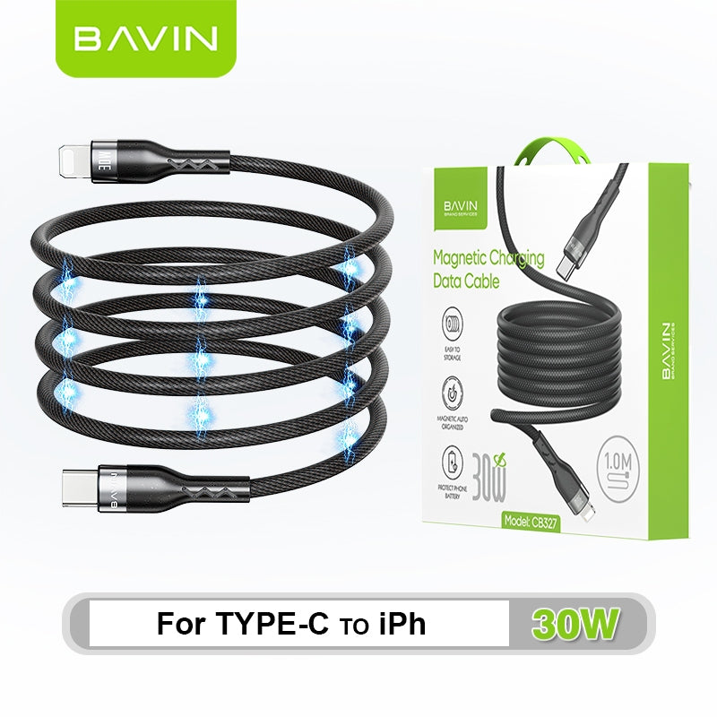 BAVIN U-CB327 60W PD Fast Charging Magnetic Data Cable Supports Laptop, iPh & Android (Supports 17 Series)