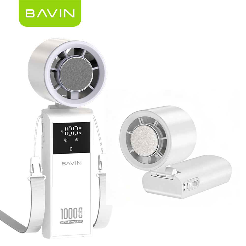 BAVIN BF019 Foldable Ultra Quiet Ice Cooling Handheld Fan 199-Speed w/ 9000mAh Powerbank + Flashlight
