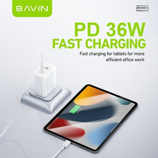 BAVIN C-PC909 36W Dual Port Fast Charger Compatible for Laptop & iPhone 15